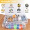 2 Pck 24 Grids Clear Plastic Organizer Box, Storage Container with Adjustable Divider, Craft and Bead Storage Organizer Box for DIY Jewelry Tackles with 2 Sheets Label Stickers